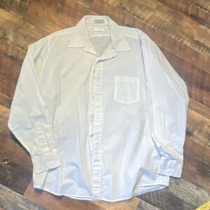 Botany 500 Men's Solid White Dress Shirt 16.5 34/35 Single Needle Tailoring